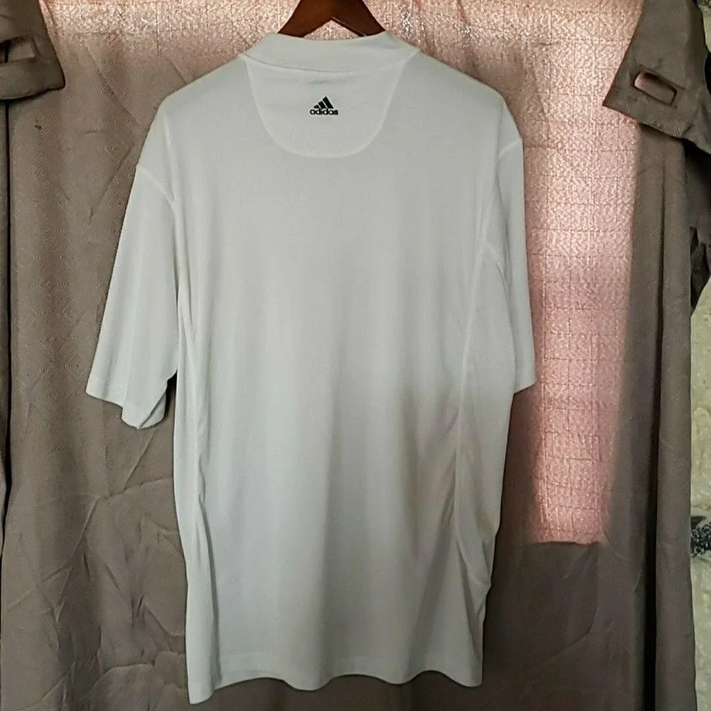 Adidas Shirt Mens XL White ClimaCool Short Sleeve Mock Neck Athletic Tee Top